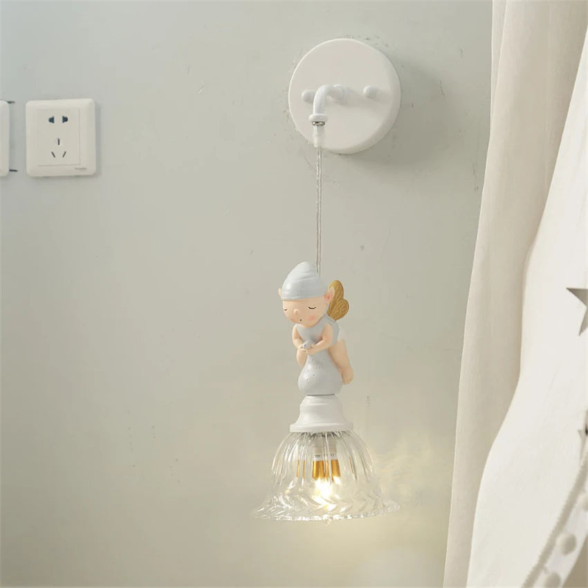 Butterfly Fairy American Children's Room Wall Lamp Nordic Girl Boy Bedroom Study Hallway Cartoon Modern Simple Decors Wall Lights