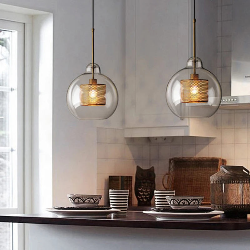 Loft Modern Pendant Light Glass Ball Hanging Lamp Kitchen Light Fixture Dining Hanglamp Living Room Luminaire