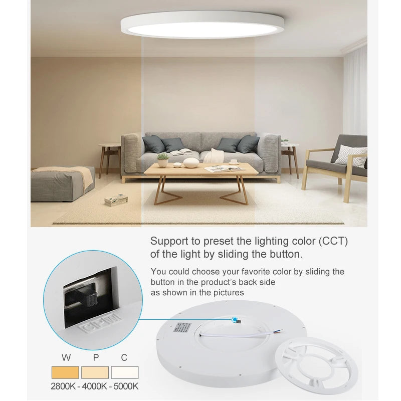 Modern LED Ceiling Light - Wood Grain & Gold 3-Color Home Lighting