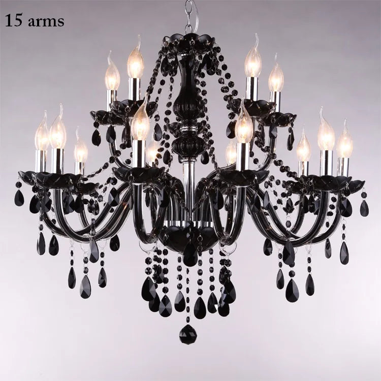 18/15/10/8/6 Arms Luxury Black Crystal Chandelier Lighting Candle Lamp Brief Fashion Living Room Bedroom Fixture