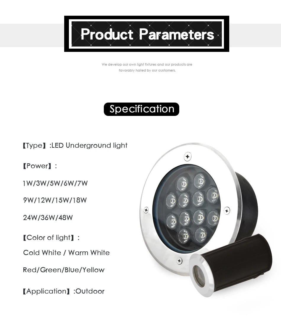 IP68 LED Underground Lamp 6W 9W 12W 15W 18W Recessed Stairs Flood Light Ground Spotlight Waterproof Outdoor Garden 220V 12V 24V