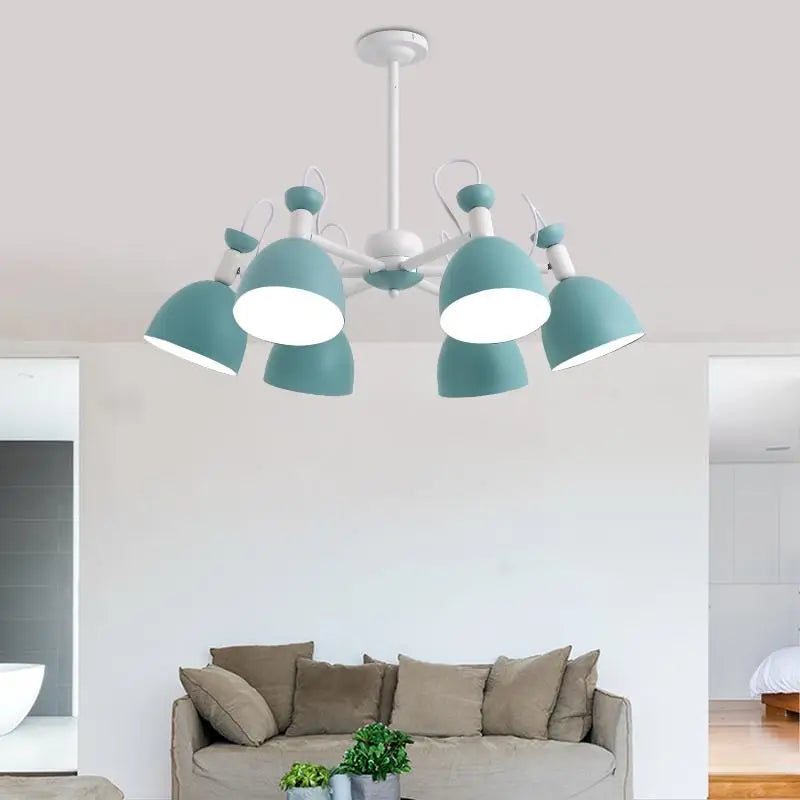 Apartment Blue iron chandelier ceiling fixtures for Teen's bedroom kid's lighting showcase playroom lampe shade mini E27 lustres