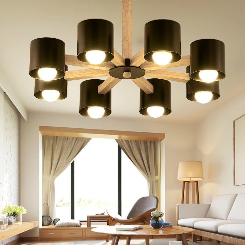 Nordic Simple Personality Creative Living Room Lights Oak Macaron Home Lighting Chandeliers Restaurant / Bedroom / Study E 27