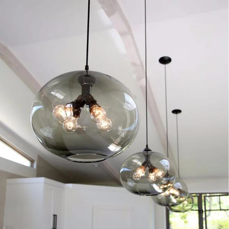 Modern colorful glass bowl pendant lights E27 hanging lamps loft kitchen living room bedroom restaurant hotel lights