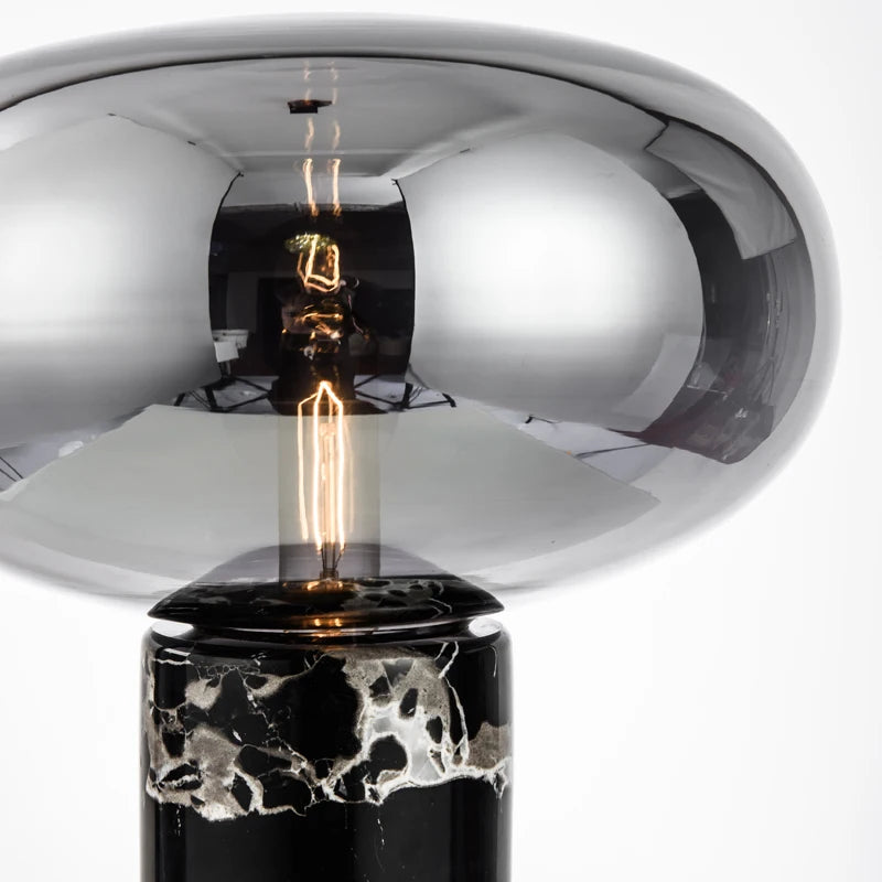 Light Luxury Designer Modern Minimalist Table Lamp Postmodern Bedroom Model Villa Metal Cloth Cover Marble Classic Desk Lights