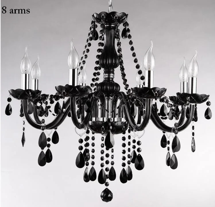 18/15/10/8/6 Arms Luxury Black Crystal Chandelier Lighting Candle Lamp Brief Fashion Living Room Bedroom Fixture