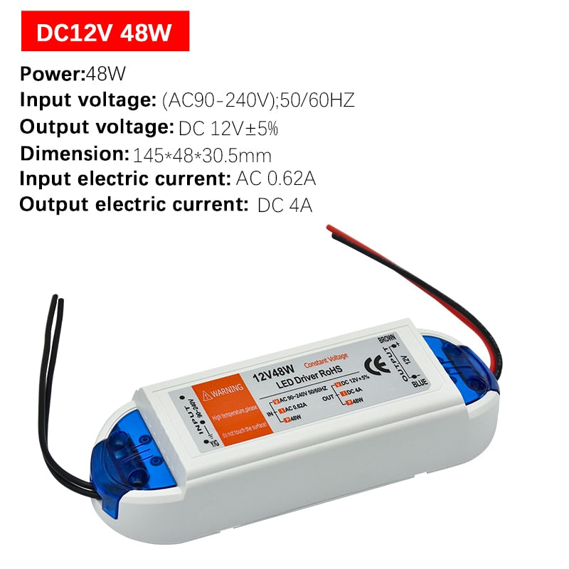 DC12V Power Supply Led Driver 18W / 28W / 48W / 72W / 100W Adapter Lighting Transformer Switch for LED Strip Ceiling Light