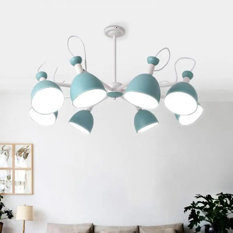 Apartment Blue iron chandelier ceiling fixtures for Teen's bedroom kid's lighting showcase playroom lampe shade mini E27 lustres