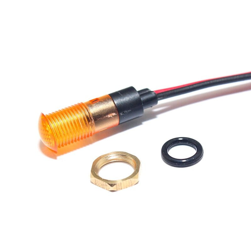 LED 8mm plastic indicator light FILN 6v 12v 24v 220v red yellow blue green white,screw type with 20cm wire leading