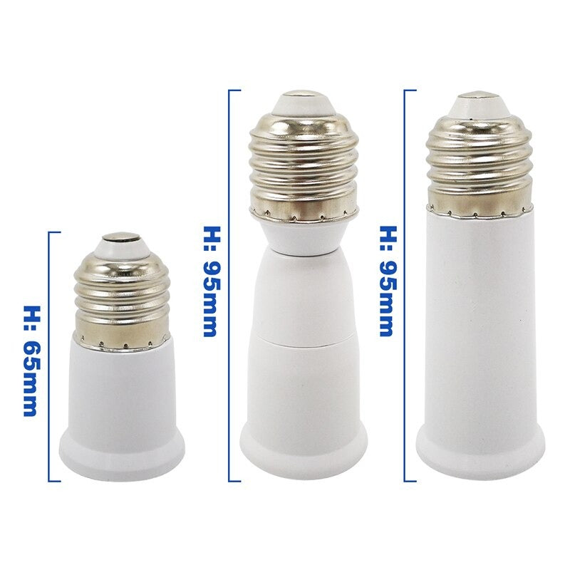 E27 To E27 Lamp Base Converter 65mm 95mm Lamp Holder Extender E27-E27 Lamp Socket Adapter Flame Retardant For LED Bulb