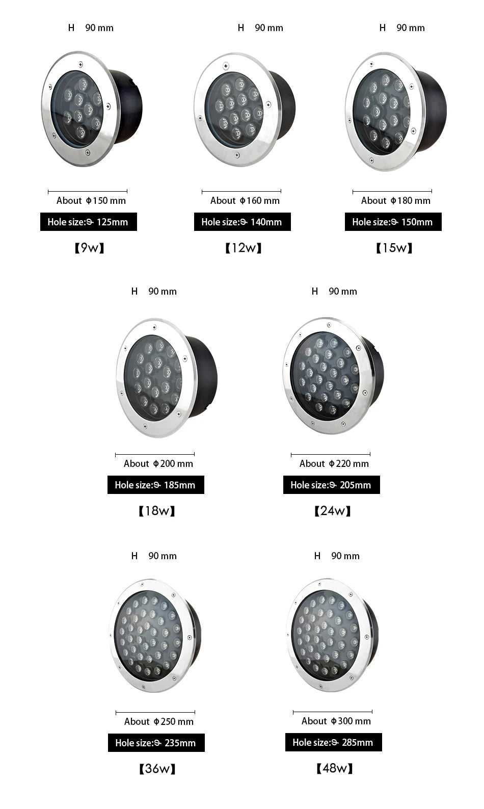 IP68 LED Underground Lamp 6W 9W 12W 15W 18W Recessed Stairs Flood Light Ground Spotlight Waterproof Outdoor Garden 220V 12V 24V