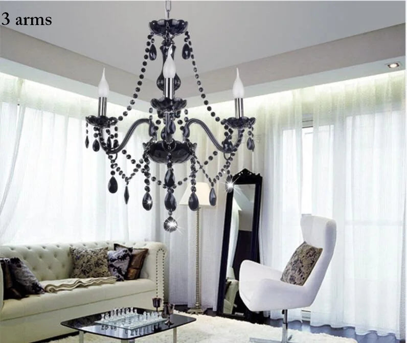18/15/10/8/6 Arms Luxury Black Crystal Chandelier Lighting Candle Lamp Brief Fashion Living Room Bedroom Fixture