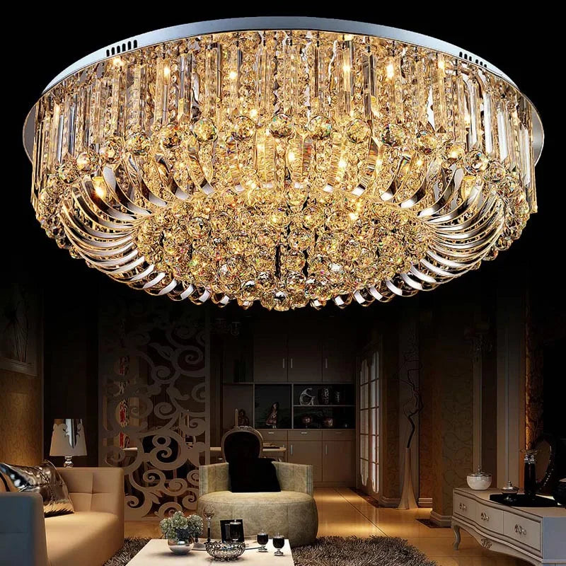 Crystal Ceiling Lights Modern Lamps Luxury Ceiling lamps Chrome luminaria decken leuchte Round Crystal Lighting Home LED Fixture