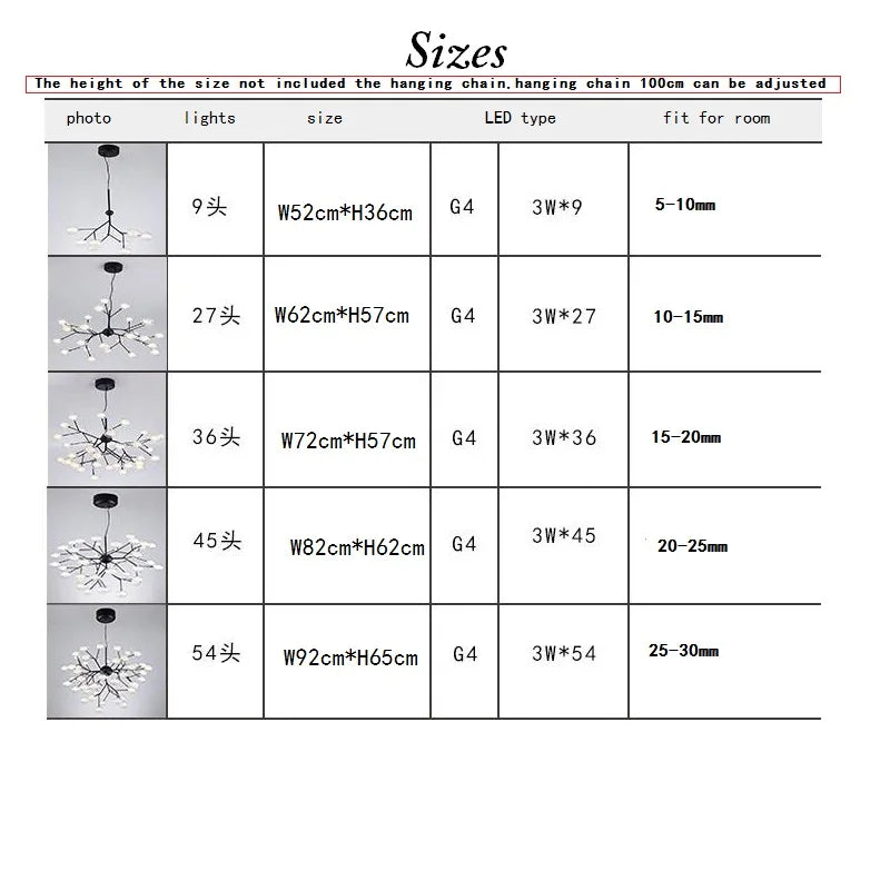 New Modern LED Firefly Chandelier light stylish tree branch chandelier lamp decorative ceiling chandelies hanging Led Lighting