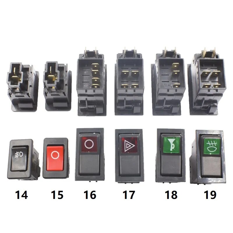 Car-styling Modified Rocker Switch Button Universal engine stop+larme/fan/power/wiper/fog lamp switch with cable