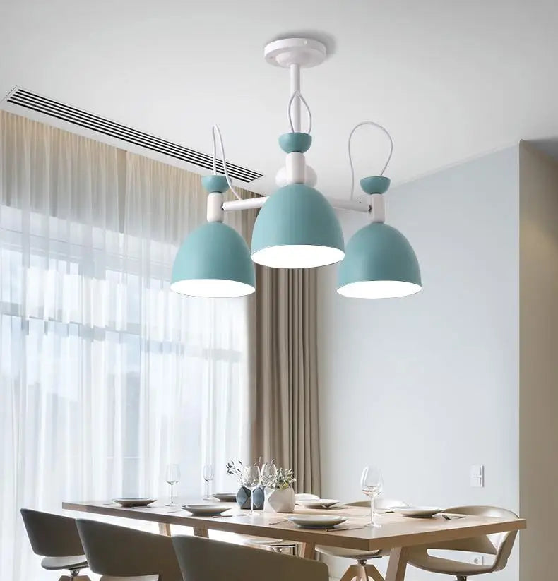 Apartment Blue iron chandelier ceiling fixtures for Teen's bedroom kid's lighting showcase playroom lampe shade mini E27 lustres