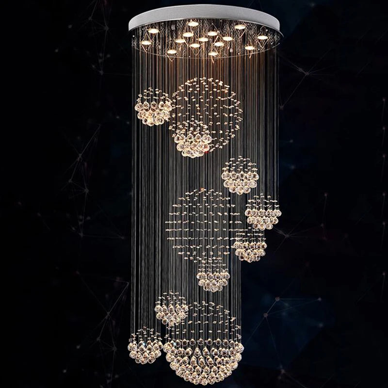 New Modern Lustre Crystal Ball Design Chandelier Large Lustres De Cristal Lights D80*H300cm Guarantee 100%