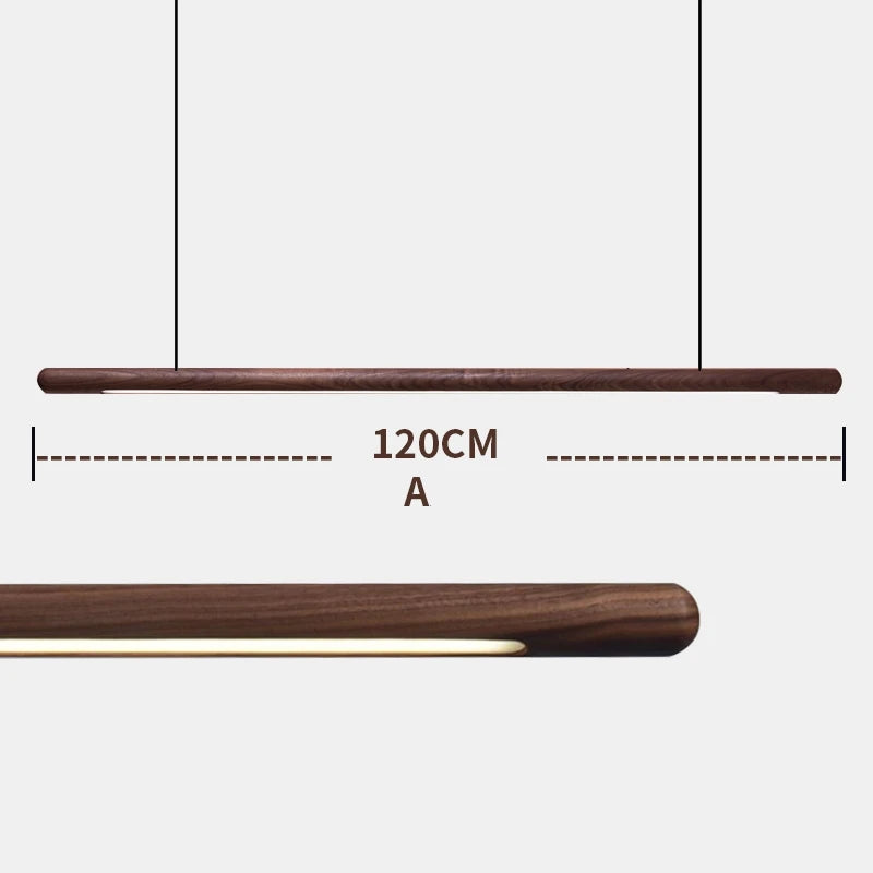 Designer Nordic Restaurant Bar Wood Pendant Lights Black Walnut Minimalist Long Strip Led Hanglamp Home Decor Dining Room Lights