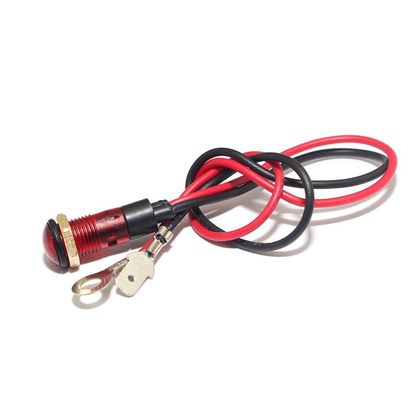 LED 8mm plastic indicator light FILN 6v 12v 24v 220v red yellow blue green white,screw type with 20cm wire leading