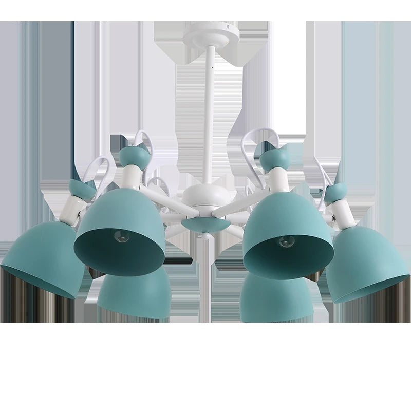 Apartment Blue iron chandelier ceiling fixtures for Teen's bedroom kid's lighting showcase playroom lampe shade mini E27 lustres