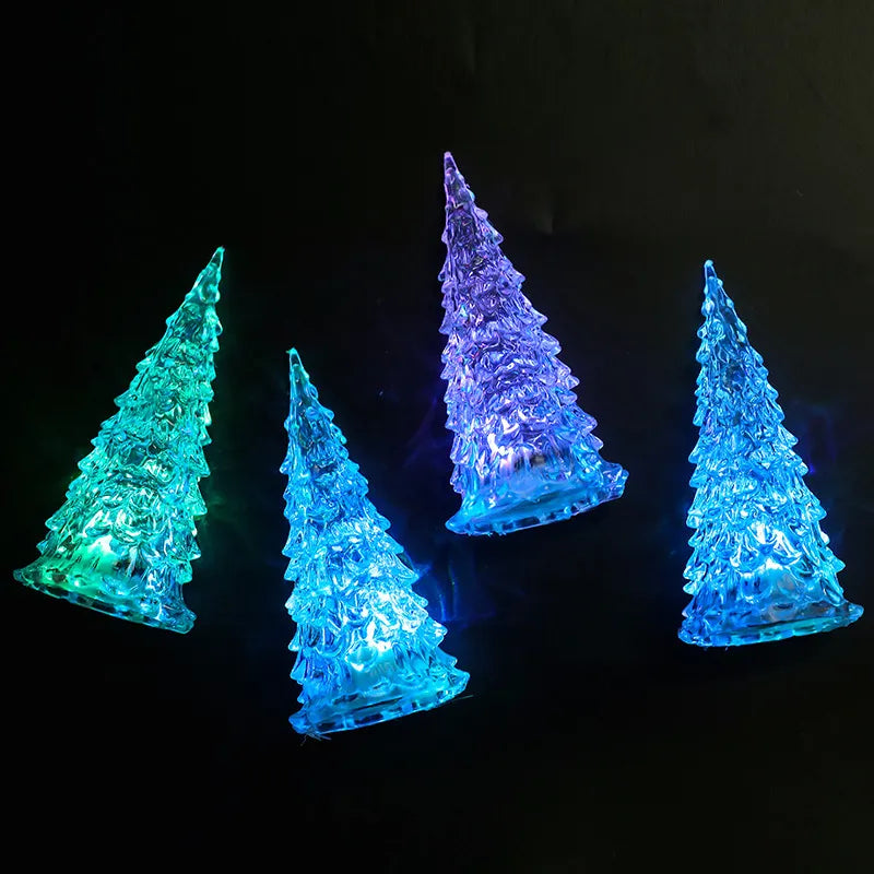 Colorful Acrylic LED Christmas Tree Night Light Holiday Party Decoration New Year Children Desktop Christmas Tree