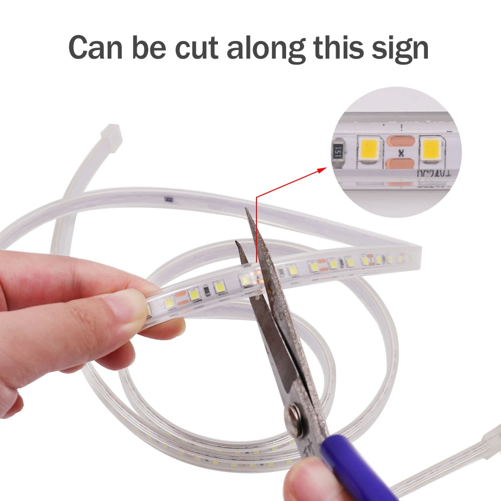 DC 12V/24V LED Strip Waterproof IP67 120LEDs/m Natural White 4000K /Warm White Flexible Tape 2835 LED Light Lamp 0.5m-10m