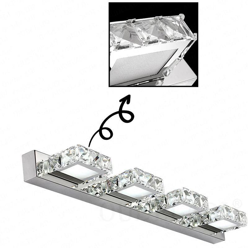 Square LED Mirror Light Bathroom Cosmetic room Round Crystal Wall Lamps 2-4head Stainless Steel indoor Lighting fixture