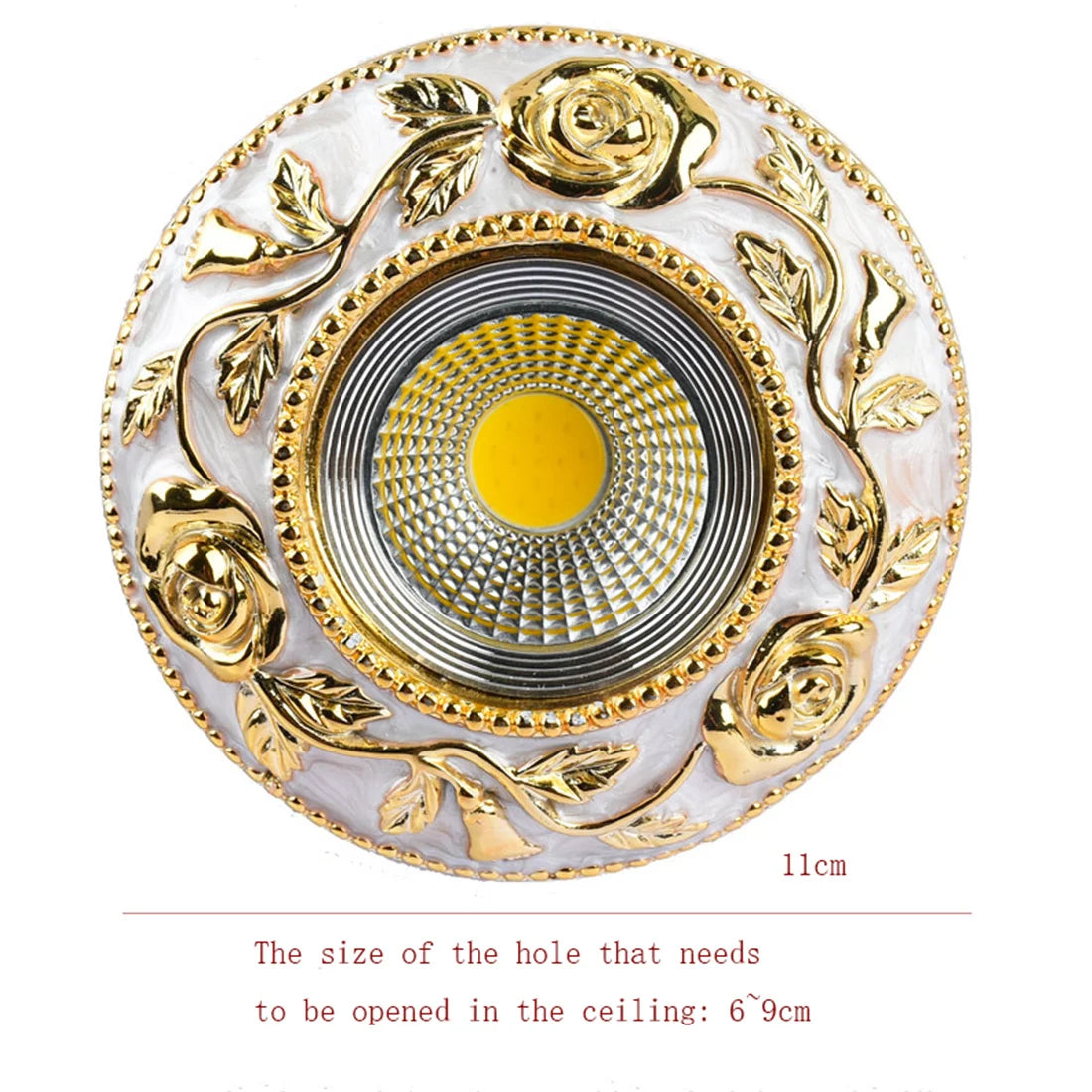European Style Golden Rose Pattern Resin Led Embedded Downlight Living Room Restaurant Corridor Loft 5W 7W Recessed Spot Lamp