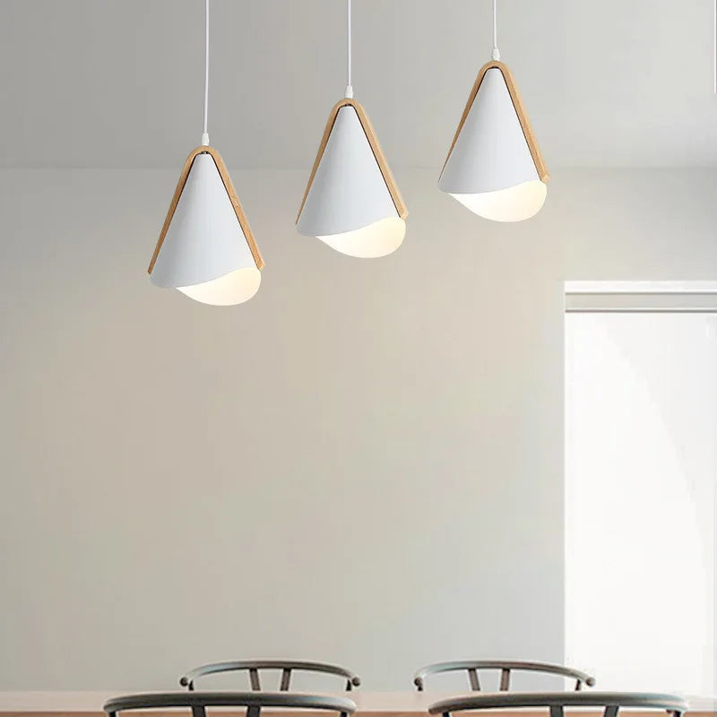 Nordic Lamp Bar Dining Room Chandelier Modern Simple LED Bedroom Light Porch Solid Wood Small Meal Crane