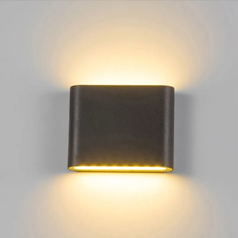 Black LED Wall Lamp (6W/12W) - Up & Down Outdoor/Indoor Modern Sconce Light Fixture for Garden, Corridor, Aisle & Terrace Decor