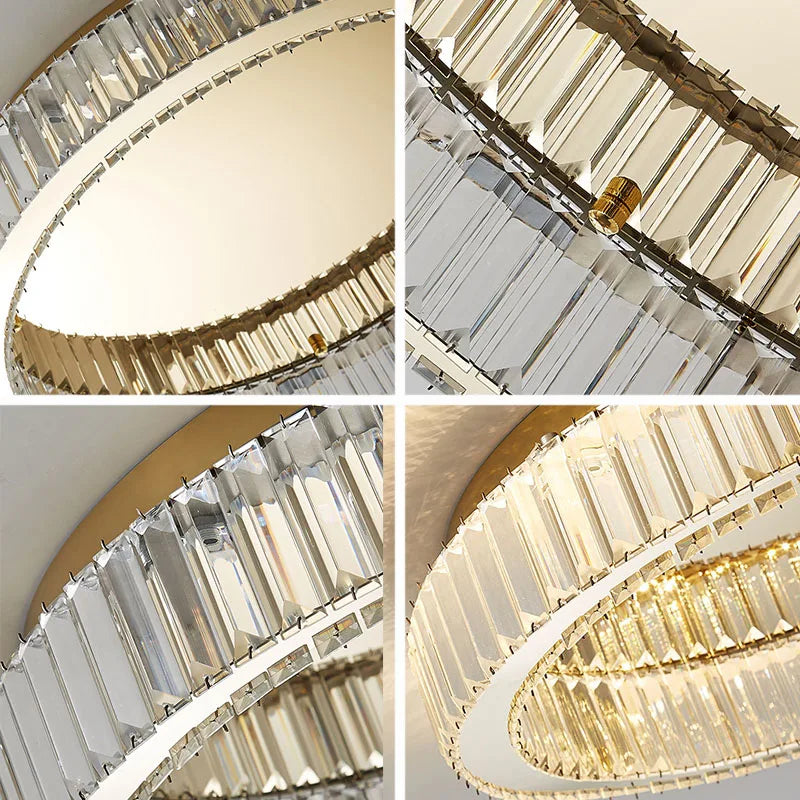 Modern Simple Crystal Circle Lamp Ceiling Chandelier Living Room Bedroom Study Decorative Led Indoor Lighting