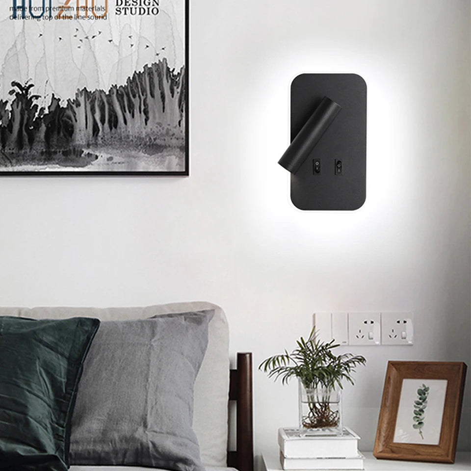LED Wall Lamps Reading 3W Strip light Back light 8W bedroom Study living room Sconce Adjustable With Switch Bedside Wall light