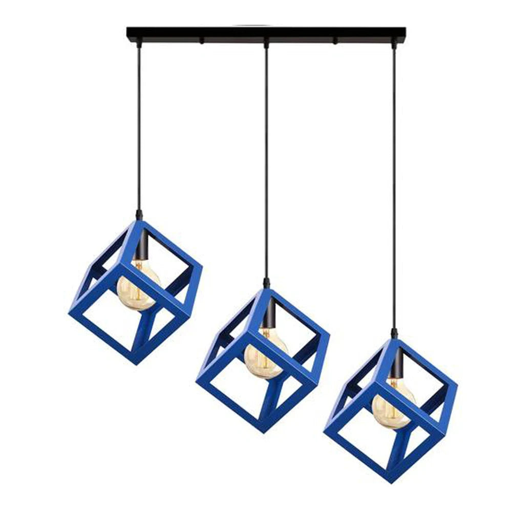 Nordic Style 3 in 1 Pendant Lights Creative Geometric Lamp Shade Cube E27 Base Metal Hanging Light Square Ceiling Lighting Decors