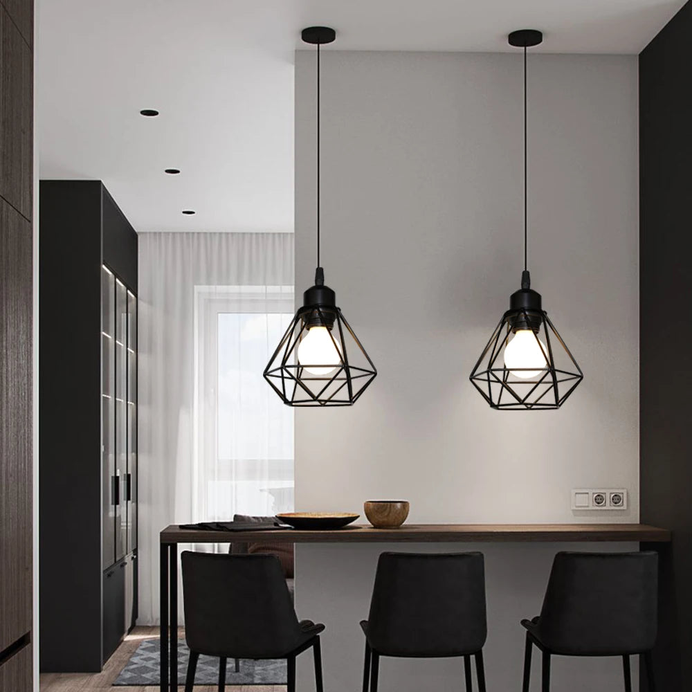 Vintage Pendant Lamp Iron Frame Ceiling Lighting Paint Restaurant Teahouse Chandelier Indoor Wrought Metal Modern Pendant Lights