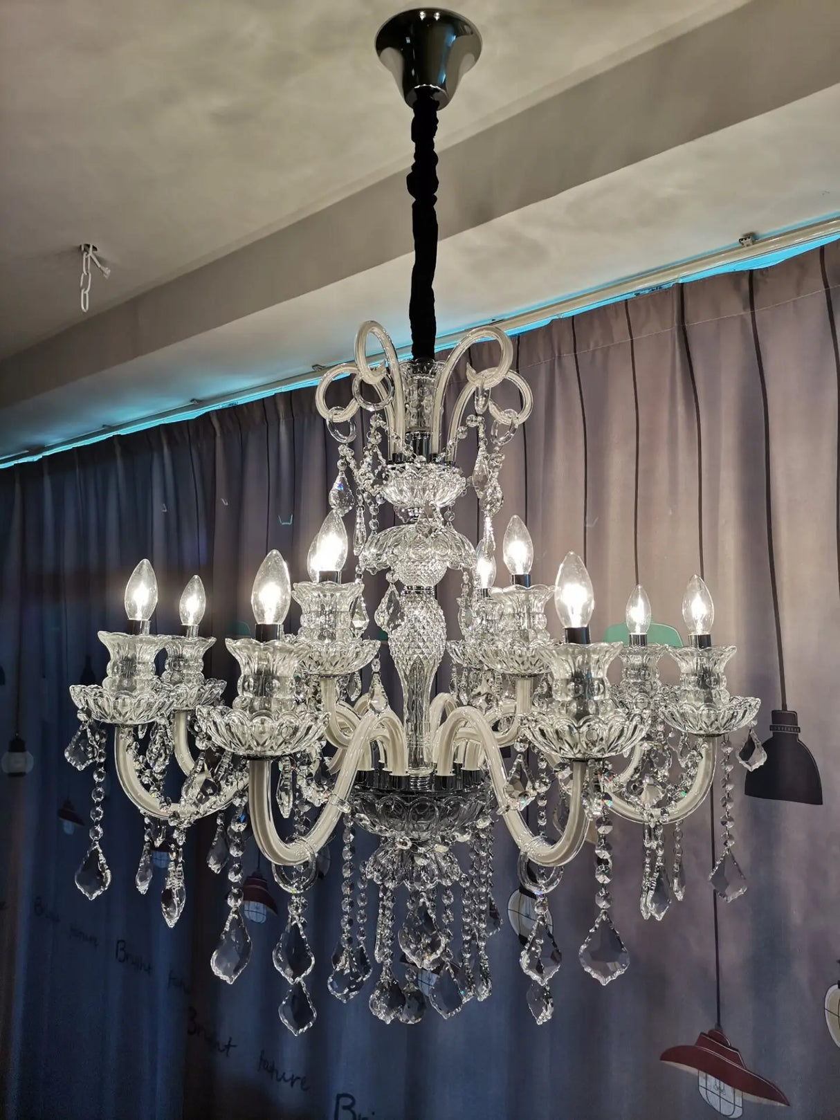 Modern Crystal Hanging Chandelier Lighting For Living Room Hotel Hall K9 Luxury grade crystal white Arm Transparent Body Villa