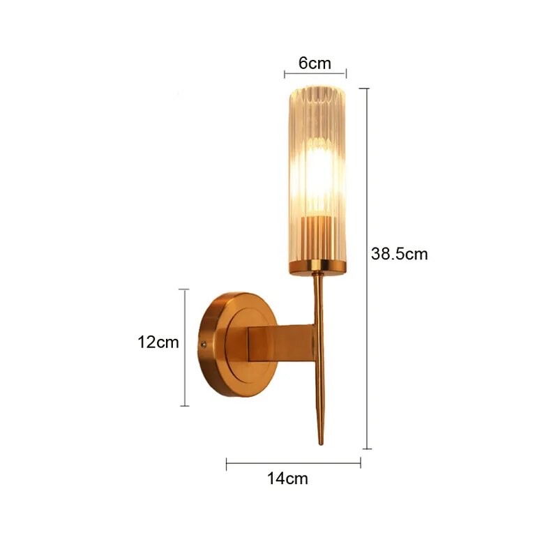 Europe Golden Wall Lamp Led 5W for Home Decor Bedroom Living Room Decoration Light Metal Glass Aisle Corridor Interior Sconce