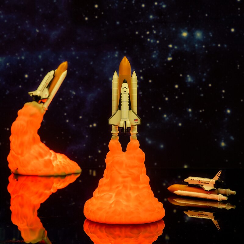 F2 Dropship 3D Print Galaxy LED Night Light Space Shuttle Rocket Lamp Saturn V Lamp For Space Lovers USB Charging Switch Control