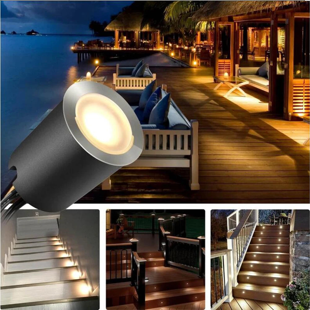 6/8pcs LED Deck Light Solar Powered 12V Underground Lights Recessed Stair Floor Lamps Waterproof IP67 Landscape Garden Lighting