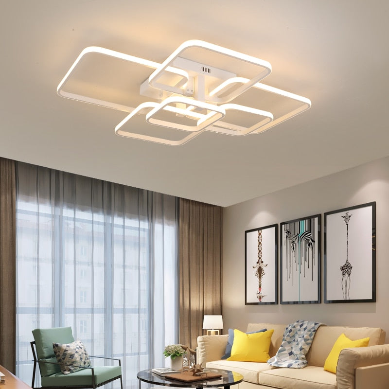 Rectangle Acrylic Aluminum Modern Led Ceiling Lights For Living Room Bedroom White/Black Led Ceiling Lamp Fixtures