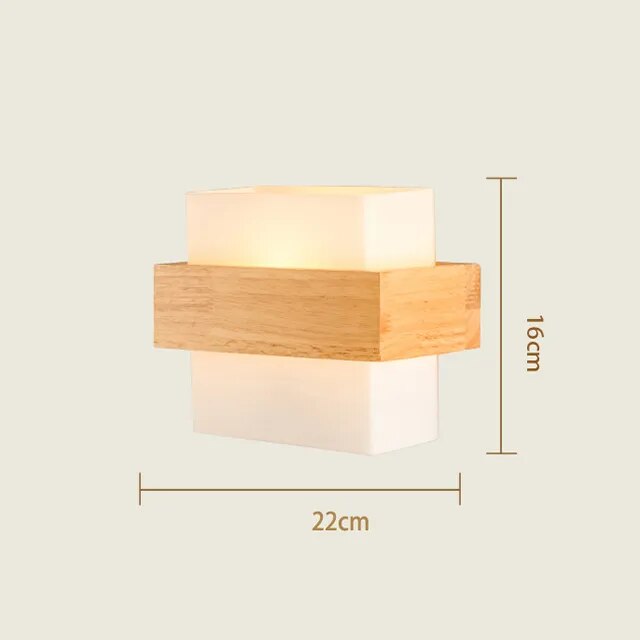 Japanese Decoration Wall Wood Lamp Glass Lampshade Bedroom Entrance Aisle Indoor Home Lights E27 LED Nordic Bedside Wall Light