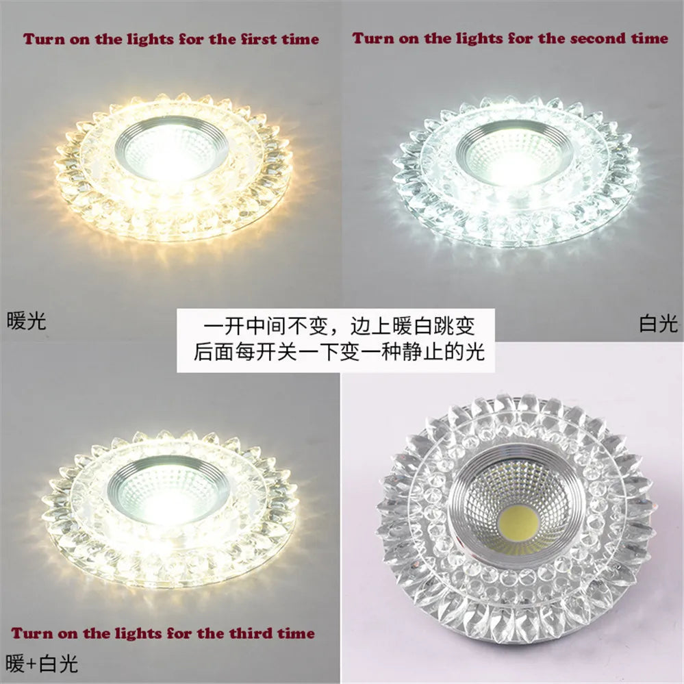 Modern Glass Crystal Garland Led Indoor Downlight for Living Room Kitchen restaurant Ceilings colorful Lighting Bull'S Eye Lamp