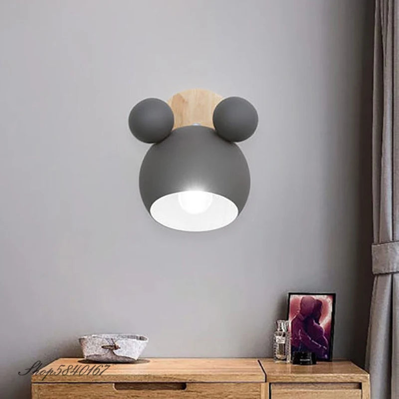 Nordic Wall Lamp Aluminum Mickey Sconce for Children Bedroom lights Modern Indoor Wall Light Fixtures E27 Creative Luminaire