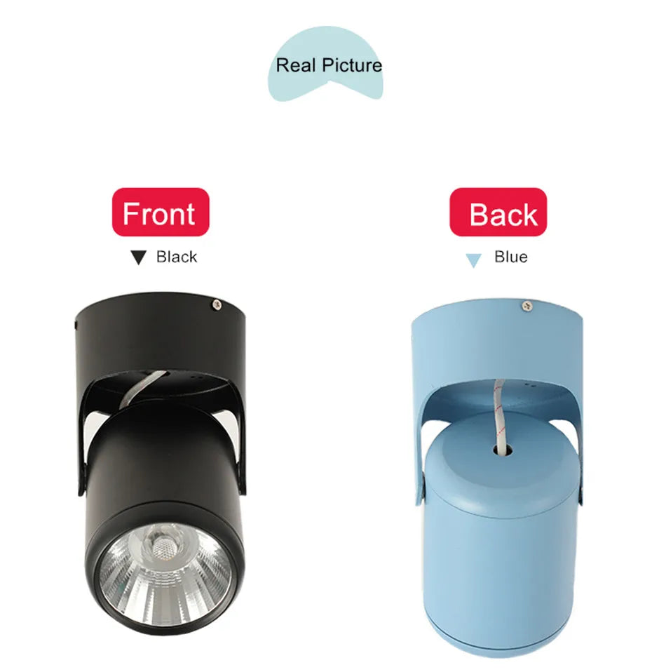 Surface Mounted COB LED Downlight - Adjustable 180° Rotating Ceiling Spot Lamp (7W-20W)