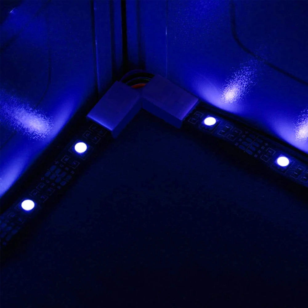 10Pcs L-Shape 4-Pin LED Strip Connectors - Angle Adjustable (90°-180°) for 10mm 5050 RGB