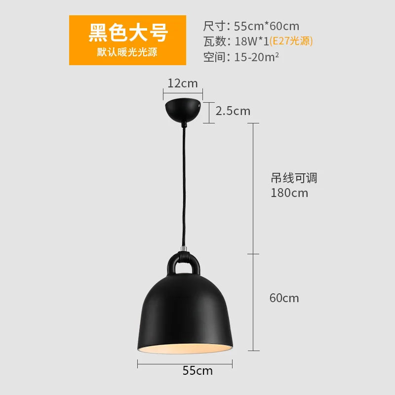 Denmark Bell Shape Pendant Light Modern dining room Hanging lamp Resin Fixtures Living Room Loft Industrial Home Decor's Luminaire