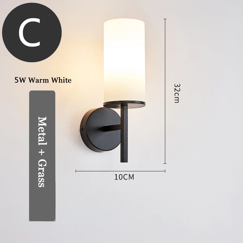American Classic Fabric Wall Lamp Nordic Retro Led Bedside Light Indoor Bedroom living room sofa Corridor Stairs Decors Sconce
