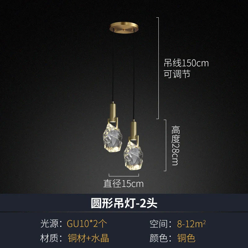 New Crystal Led Pendant lights Nordic luxury brass Dining Room Bar Kitchen suspension Luminaire bedroom bedside Hanging lamp