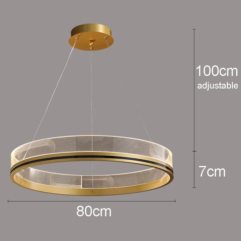 Modern Nordic Light Luxury Round Acrylic Ceiling Chandelier Bedroom Restaurant Hotel Lobby Cord Pendant Lighting