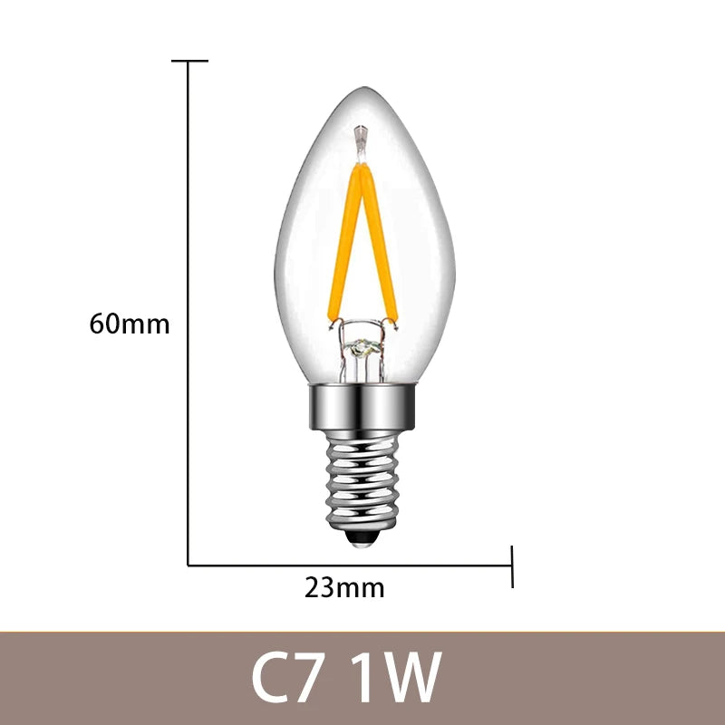 Vintage LED Filament Bulbs C7 C35 T20 G40 - 4W 6W Dimmable E14 E12 Decorative Ampoule