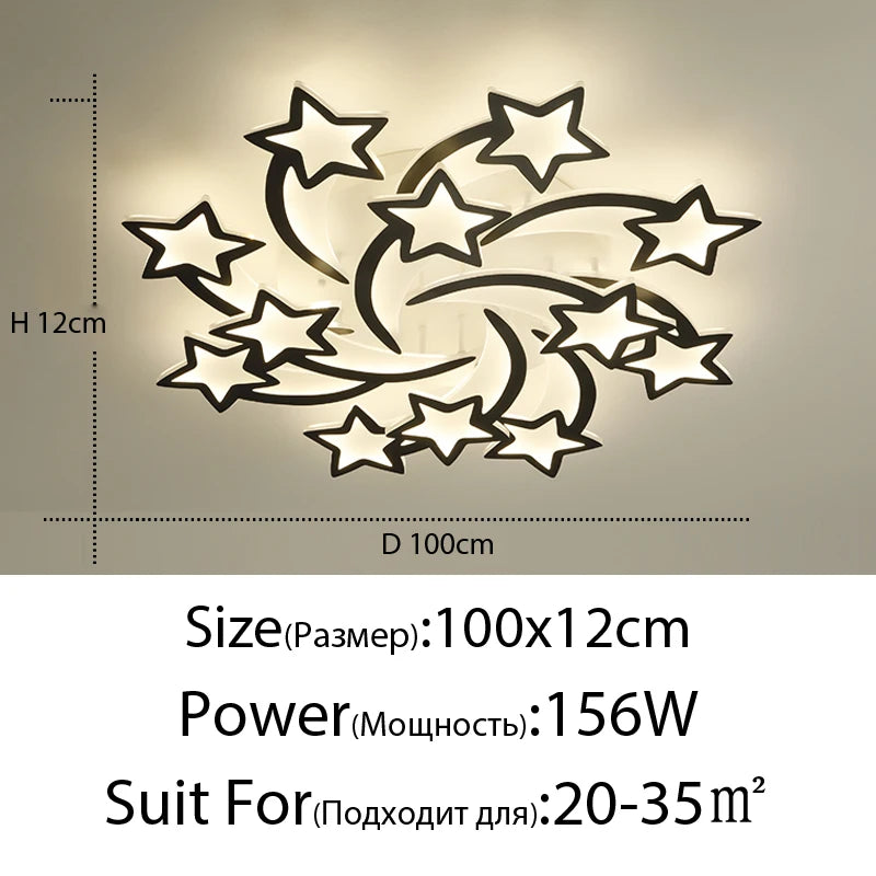 Modern LED Chandelier White/Black Dimmable Indoor Lighting For Bedroom Hall Living Children's Room Acrylic Fixture Lamps
